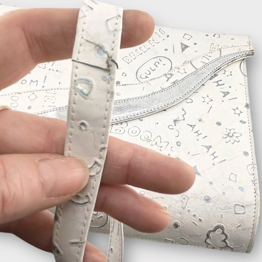 VINTAGE unique comic book inspired white/silver envelope clutch purse - Picture 6 of 6